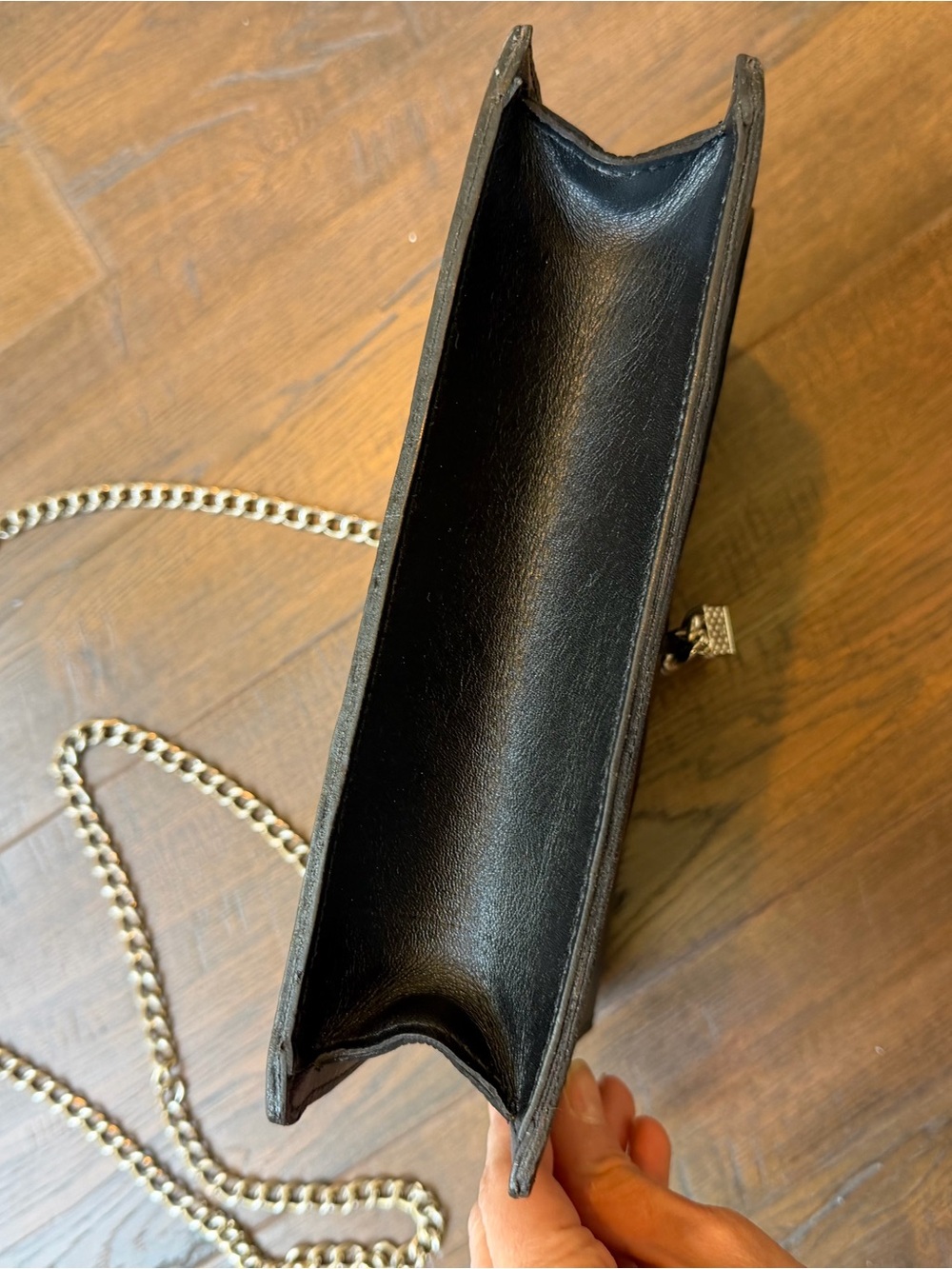 Patricia Nash Black Leather Chain Crossbody with Tassel - Picture 4 of 11